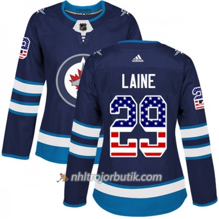 Dame Ishockey Winnipeg Jets Tröja Patrik Laine 29 Adidas 2017-2018 Marinblå USA Flag Fashion Authentic